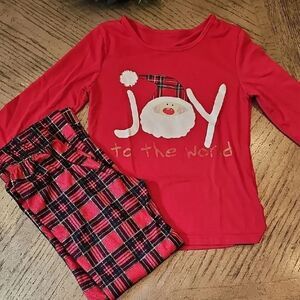 Festive Red Kids Pajamas Set Size M 7/8 Joy To The World